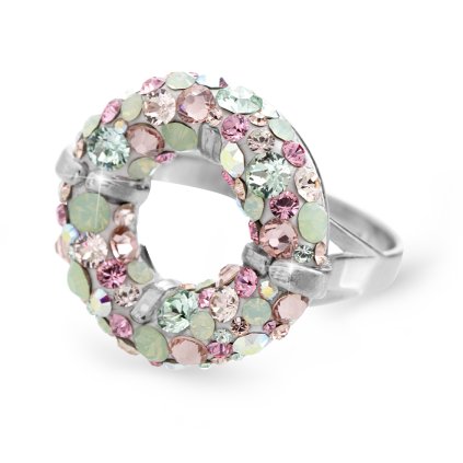J92700311multiStříbrný prsten round s kameny Swarovski multicolor
