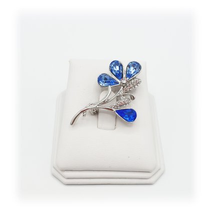 J61600321aq Brož Květina s kameny Swarovski® Blue J61600321