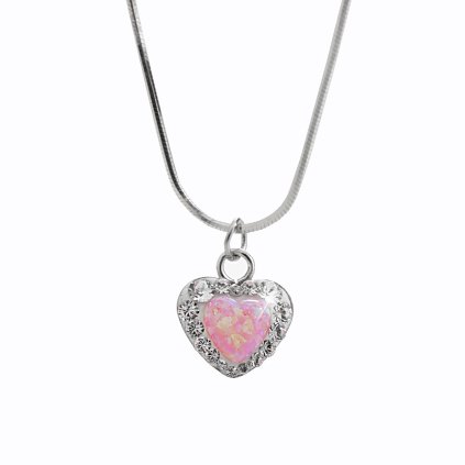 J92000356ROSA Stříbrná sada opálkové srdíčko růžové osázené Swarovski kamínky