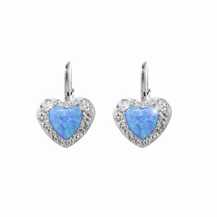 J92000356BLStříbrná sada opálkové srdíčko modré se Swarovski kamínky
