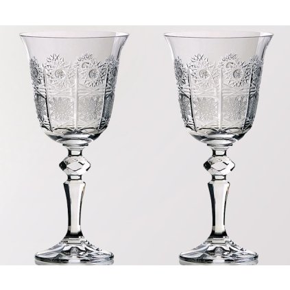 Křišťálové broušené sklenice na víno 2 ks brus 220 ml J40003