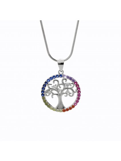 92300347multiStříbrný náhrdelník  čakrový strom života