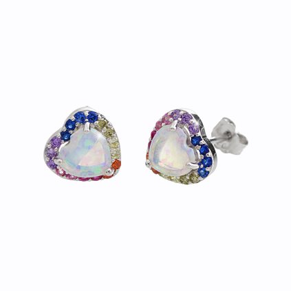 J92400346multi (2)Stříbrné náušnice opálové srdce color Swarovski