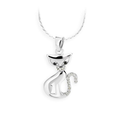 J11300736cr Náhrdelník Kočka s kameny Swarovski® Crystal