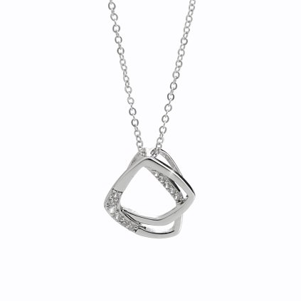 J92300330cr Stříbrný náhrdelník Dva Čtverce Swarovsi crystal