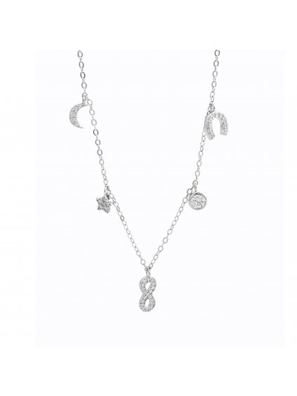 92300343cr Stříbrný náhrdelník se symboly lásky a života Swarovski