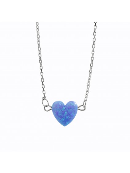 92300354aq Stříbrný náhrdelník opálkové srdíčko blue