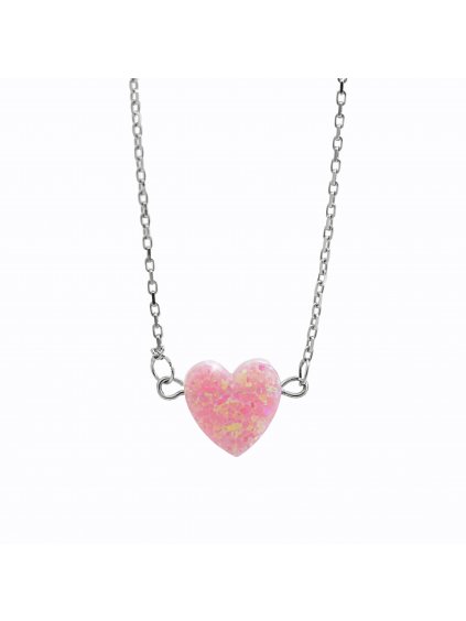 92300354ro Stříbrný náhrdelník opálkové srdíčko rosa 
