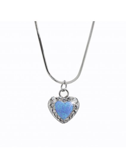 92300356blStříbrný náhrdelník Opálové Srdíčko Swarovski blue