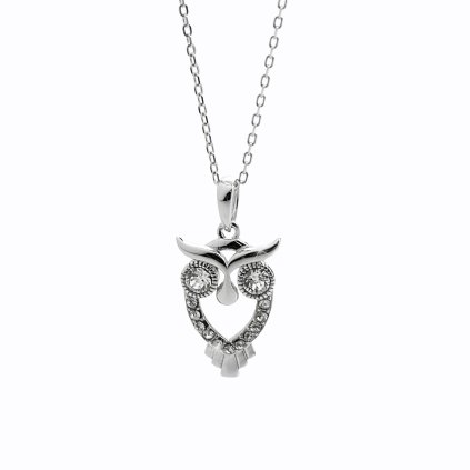 J92300358cr Stříbrný náhrdelník sovička Swarovski