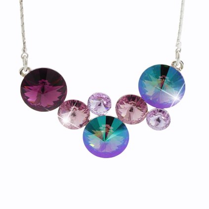 J61300279vio Náhrdelník s kameny Swarovski® Rivoli multicolor