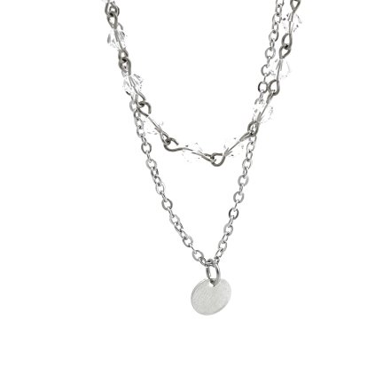 J61300746cr Náhrdelník dvojitý s jednoduchým medailonkem Swarovski® Crystal 61300746cr