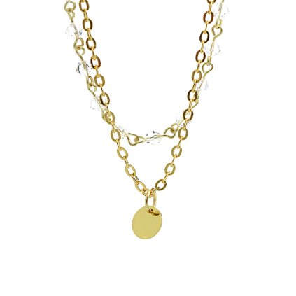 J61300746g Náhrdelník dvojitý s jednoduchým medailonkem Swarovski® Crystal 61300746g cr
