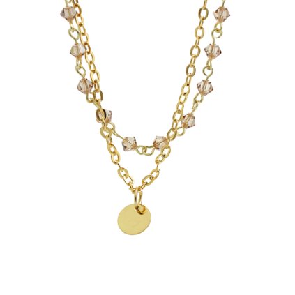 J61300746gsh Náhrdelník dvojitý s jednoduchým medailonkem Swarovski® Gold Golden Shadow