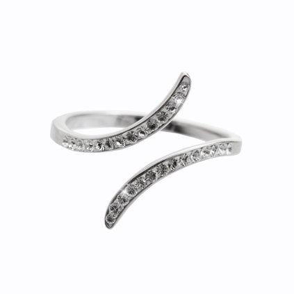 J92700316cr Stříbrný prsten Vlnka Swarovski crystal
