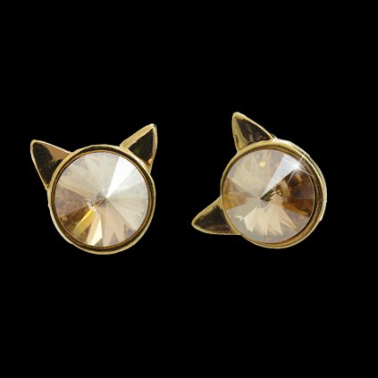 Náušnice Hlava kočky Swarovski® Golden Shadow Gold 61400782g gsh
