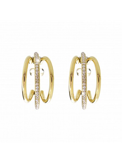 Ocelové náušnice Triple rings Swarovski® Crystal Gold 61400817g cr1