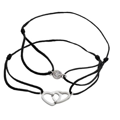 J61500772cr Ocelové šňůrkové partnerské náramky Láska SwarovskiOcelové šňůrkové náramky Láska Swarovski