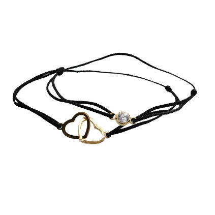 J61500772g Ocelové šňůrkové partnerské náramky Láska Swarovski goldOcelové šňůrkové náramky Láska Swarovski gold