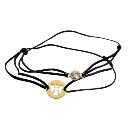 j61500801g Náramek partnerský šňůrkový Andílek se Swarovski kamínkem goldNáramek šňůrkový Andílek se Swarovski kamínkem gold