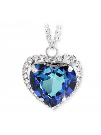 Náhrdelník Ohraničené srdce s křišťálovým řetízkem Swarovski® Bermuda Blue 61300694bb