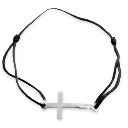 J61500703cr  Ocelové  šňůrkové  partnerské náramky Dva Křížky SwarovskiOcelové  šňůrkové náramky Dva Kžížky Swarovski