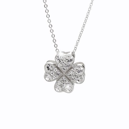 J92300132cr Stříbrný náhrdelník Čtyřlístek pro štěstí Swarovski