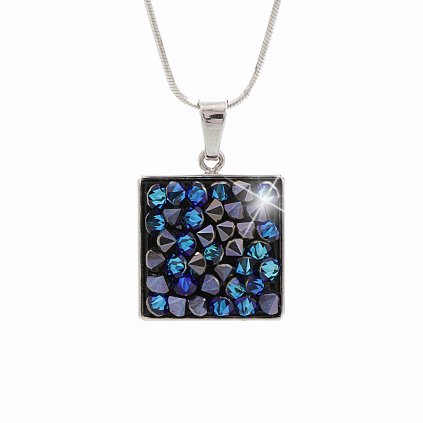 J92300152bb Stříbrný náhrdelník Kostička Swarovski bermuda blue