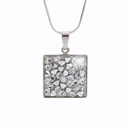 J92300152cr Stříbrný náhrdelník Kostička Swarovski crystal