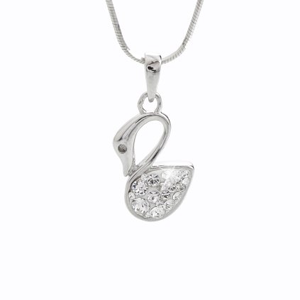 J92300155crStříbrný náhrdelník Labuť Swarovski II