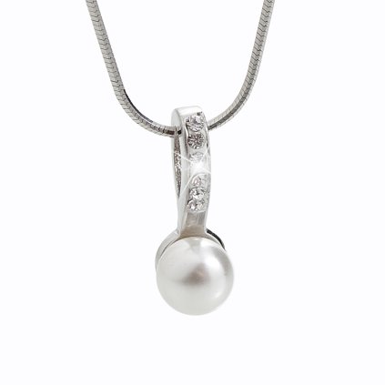 J92300157cr Stříbrný náhrdelník Perlička s osázením Swarovski