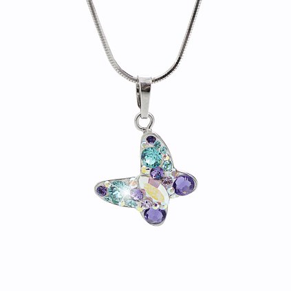 J92300164pur Stříbrný náhrdelník Motýlek Swarovski purple