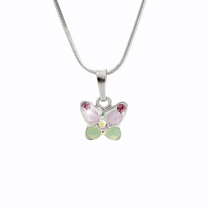 92300165multiDětský stříbrný náhrdelník Motýlek Swarovski multi