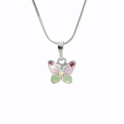 J92300165multi Dětský stříbrný náhrdelník Motýlek Swarovski multi