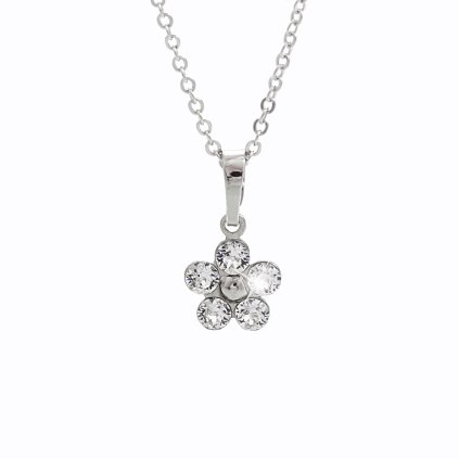 J92300166cr Dětský stříbrný náhrdelník Kytička Swarovski crystal