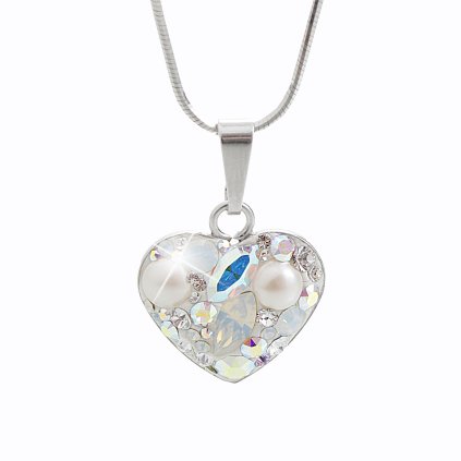 J92300181ab Stříbrný náhrdelník Srdce osázený kameny Swarovski AB