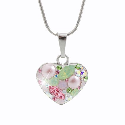 J92300181multiStříbrný náhrdelník Srdce osázený kameny Swarovski multi