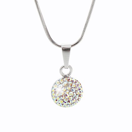 j92300185ab Stříbrný náhrdelník Lentilka Swarovski crystal ABStříbrný náhrdelník Půlkulička Swarovski crystal AB