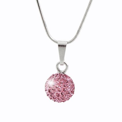j92300185ro Stříbrný náhrdelník Lentilka Swarovski crystal rosaJ92300185RO Stříbrný náhrdelník Půlkulička Swarovski crystal rosa