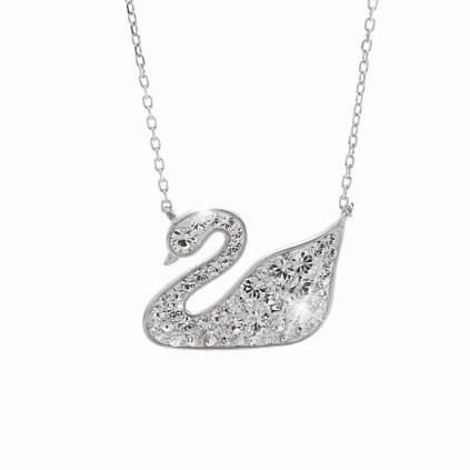 J92300201cr Stříbrný náhrdelník Labuť Swarovski crystal