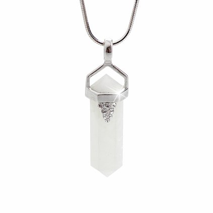 J92300238moon Stříbrný náhrdelník Přírodní kámen Kříšťál Swarovski