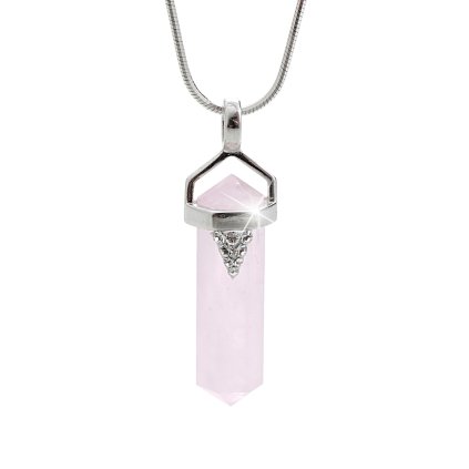 J92300238rosa Stříbrný náhrdelník Přírodní kámen Růženín Swarovski