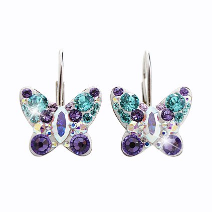 J92400164pur Stříbrné náušnice Motýl Swarovski purple