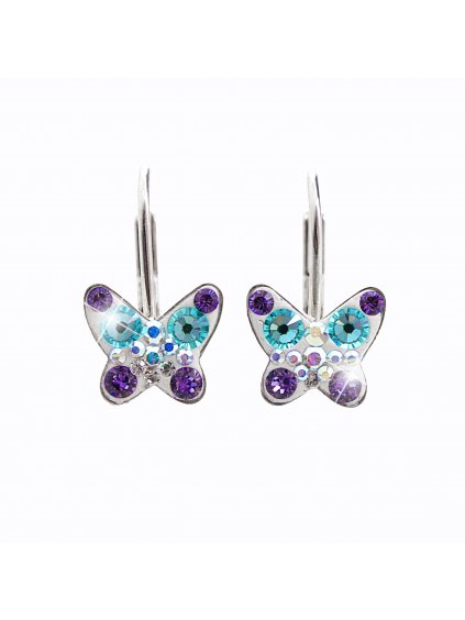 92400165purDětské stříbrné náušnice Motýlci Swarovski purple