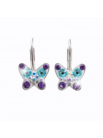 92400165purDětské stříbrné náušnice Motýlci Swarovski purple