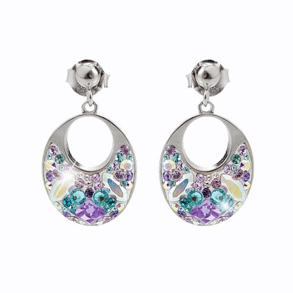 J92400172pur Stříbrné náušnice Ovál Swarovski purple velvet