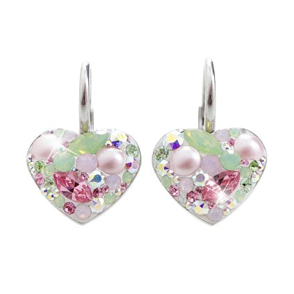 J92400181multi Stříbrné náušnice Srdce Swarovski multi