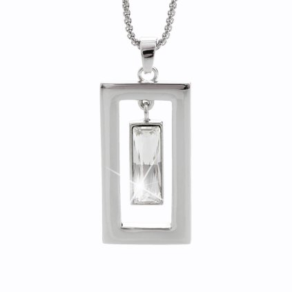 J61300382CR Náhrdelník Krystal v obdelníku s kameny Swarovski® Crystal