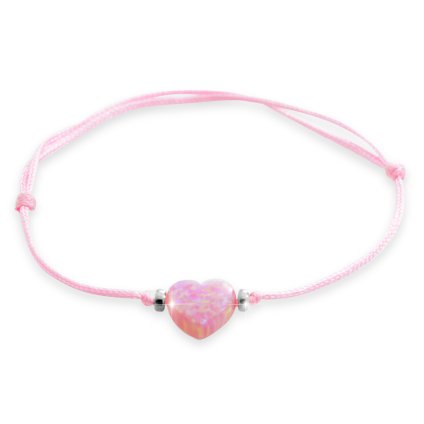 J92500353ro Šňůrkový náramek Srdíčko Opálové rosa