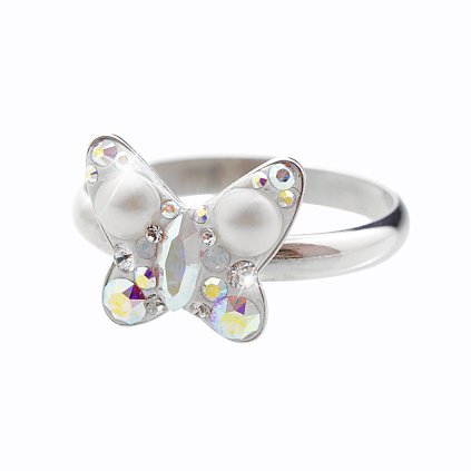 J92700164ab Stříbrný prsten Motýl Swarovski AB